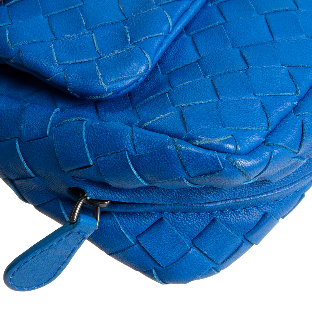 BOTTEGA VENETA Intrecciato Chain Flap Crossbody - Blue