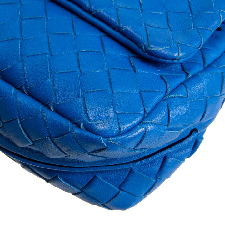 BOTTEGA VENETA Intrecciato Chain Flap Crossbody - Blue