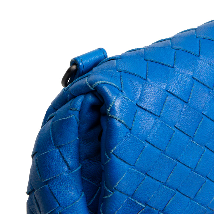 BOTTEGA VENETA Intrecciato Chain Flap Crossbody - Blue