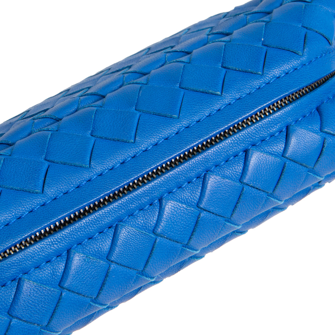 BOTTEGA VENETA Intrecciato Chain Flap Crossbody - Blue