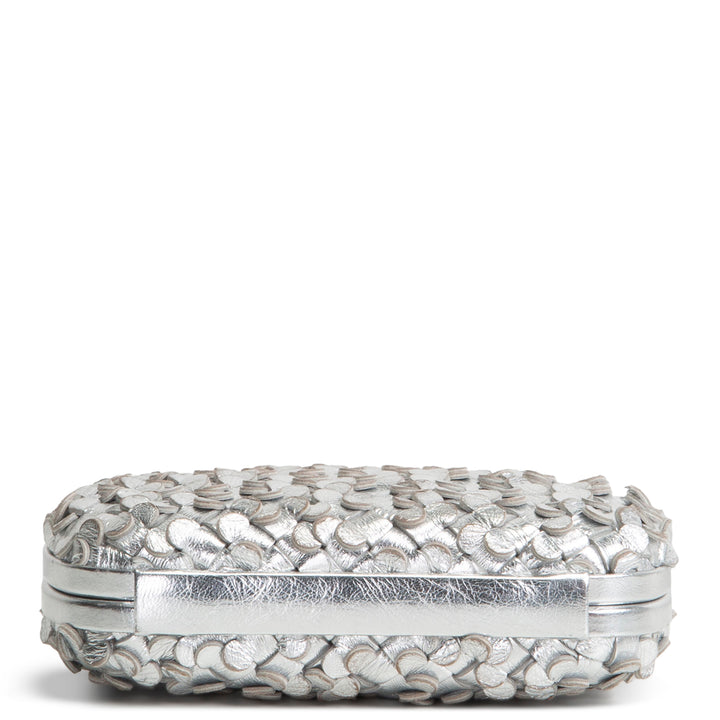 BOTTEGA VENETA Intrecciato Confetti Knot Clutch - Metallic Silver