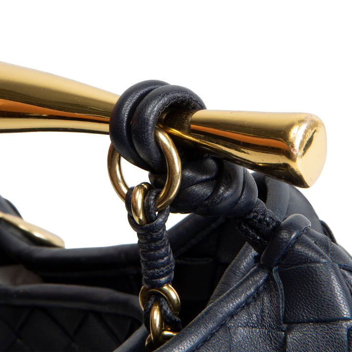 BOTTEGA VENETA Intrecciato Sardine Chain Bag - Navy