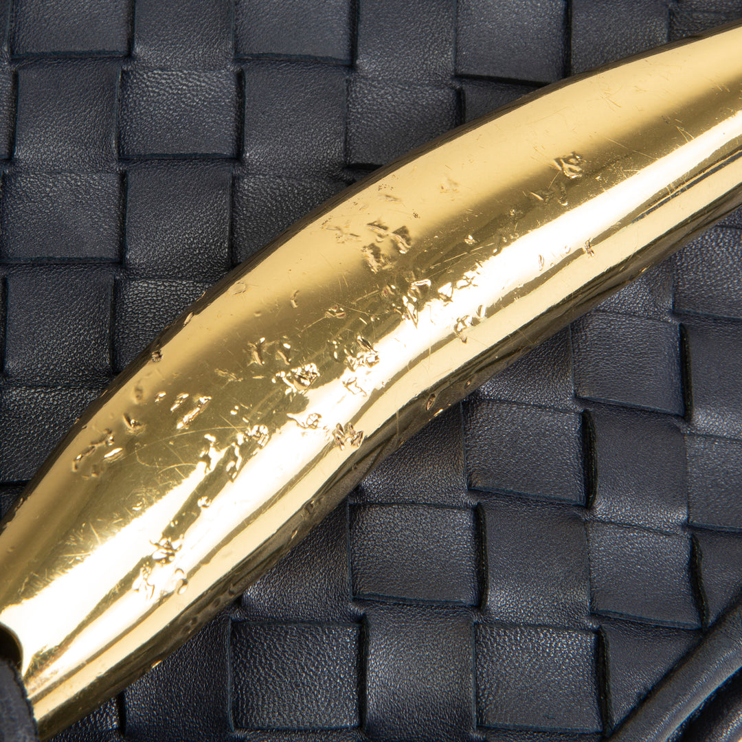 BOTTEGA VENETA Intrecciato Sardine Chain Bag - Navy