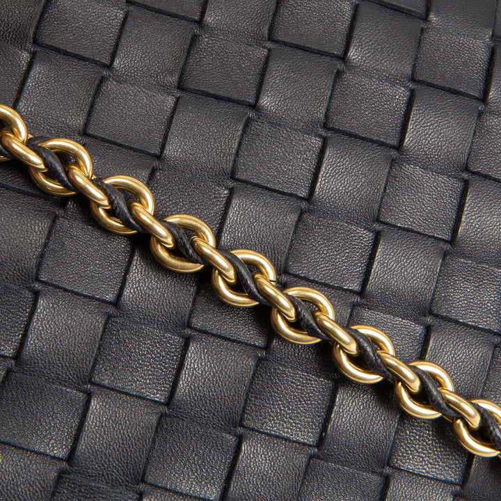 BOTTEGA VENETA Intrecciato Sardine Chain Bag - Navy
