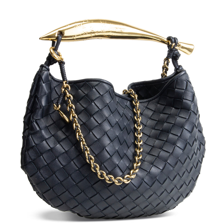 BOTTEGA VENETA Intrecciato Sardine Chain Bag - Navy