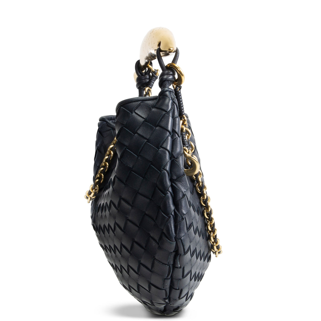 BOTTEGA VENETA Intrecciato Sardine Chain Bag - Navy