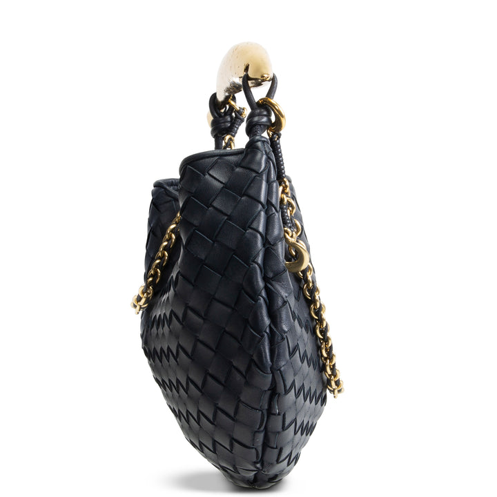 BOTTEGA VENETA Intrecciato Sardine Chain Bag - Navy
