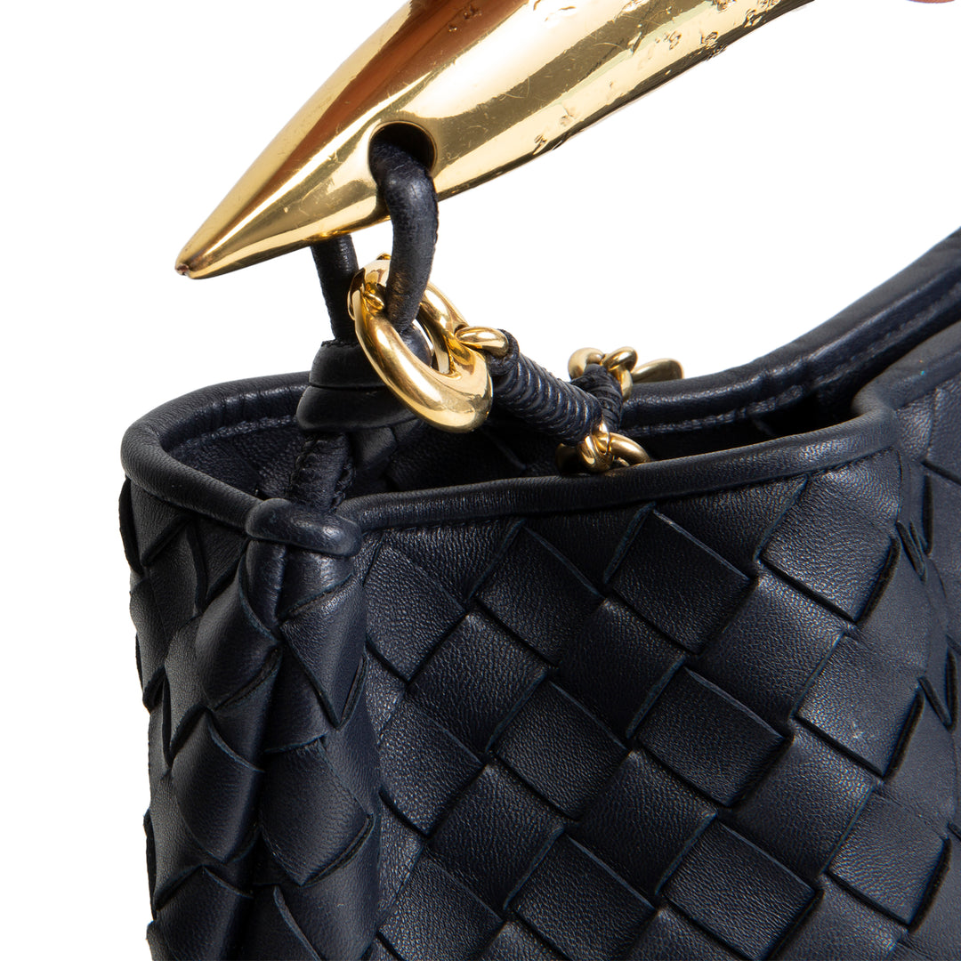 BOTTEGA VENETA Intrecciato Sardine Chain Bag - Navy
