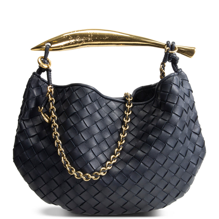 BOTTEGA VENETA Intrecciato Sardine Chain Bag - Navy