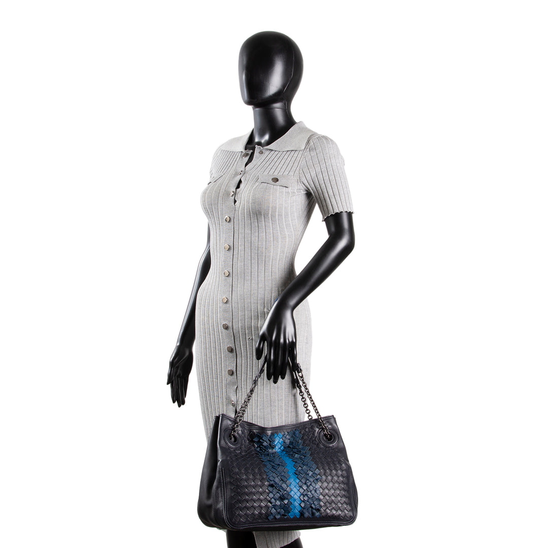 BOTTEGA VENETA Intrecciato Accordian Chain Shoulder Bag