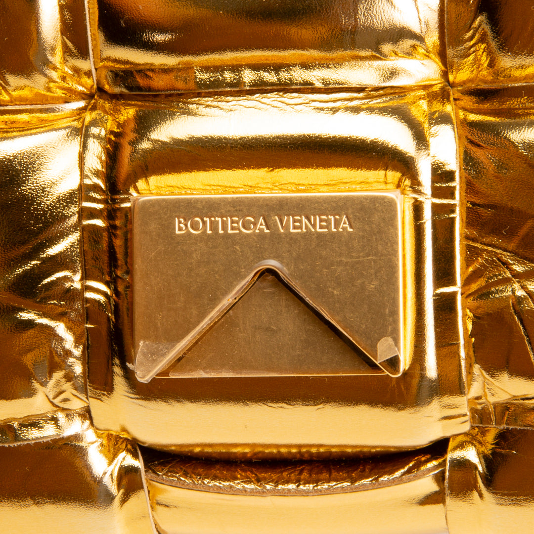 BOTTEGA VENETA Maxi Intrecciato Padded Cassette Shoulder Bag - Gold Mirror
