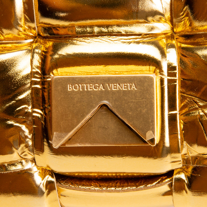 BOTTEGA VENETA Maxi Intrecciato Padded Cassette Shoulder Bag - Gold Mirror