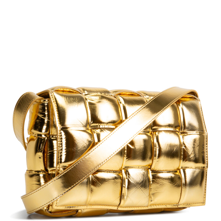 BOTTEGA VENETA Maxi Intrecciato Padded Cassette Shoulder Bag - Gold Mirror