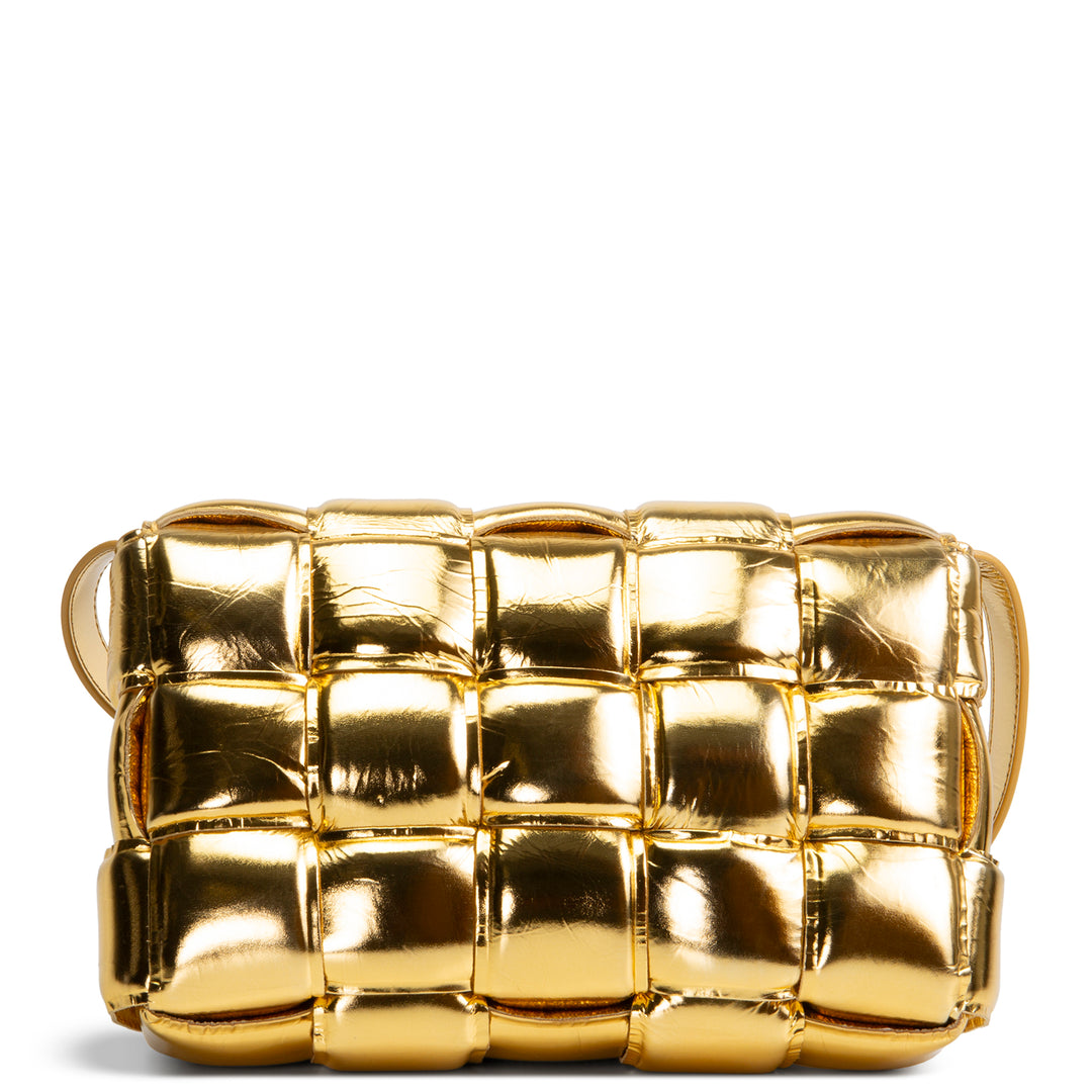 BOTTEGA VENETA Maxi Intrecciato Padded Cassette Shoulder Bag - Gold Mirror