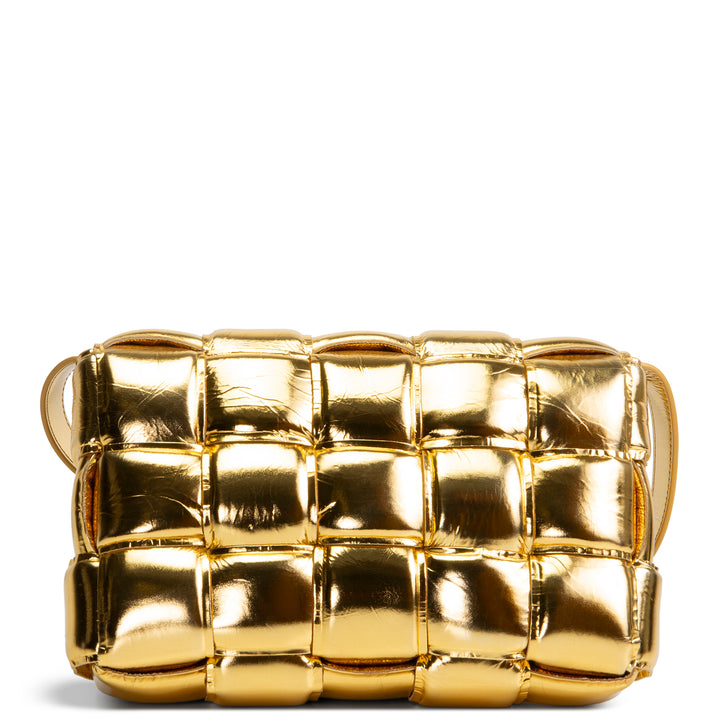 BOTTEGA VENETA Maxi Intrecciato Padded Cassette Shoulder Bag - Gold Mirror