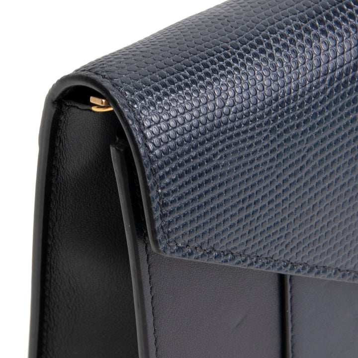 CELINE Lizard Embossed Pocket Envelope Bag - Black & Navy OUTLET FINAL SALE