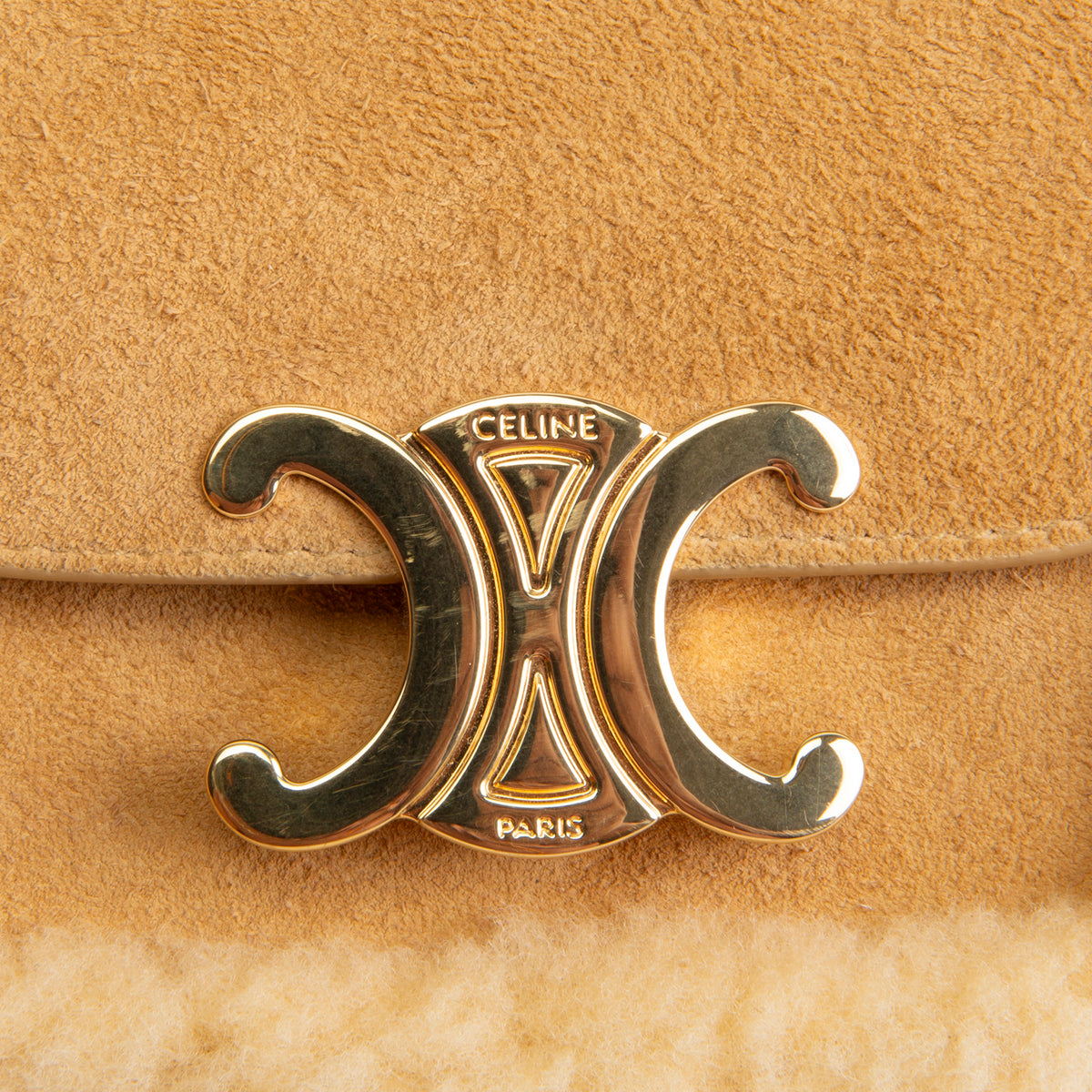 CELINE Shearling Triomphe Mini Chain Claude