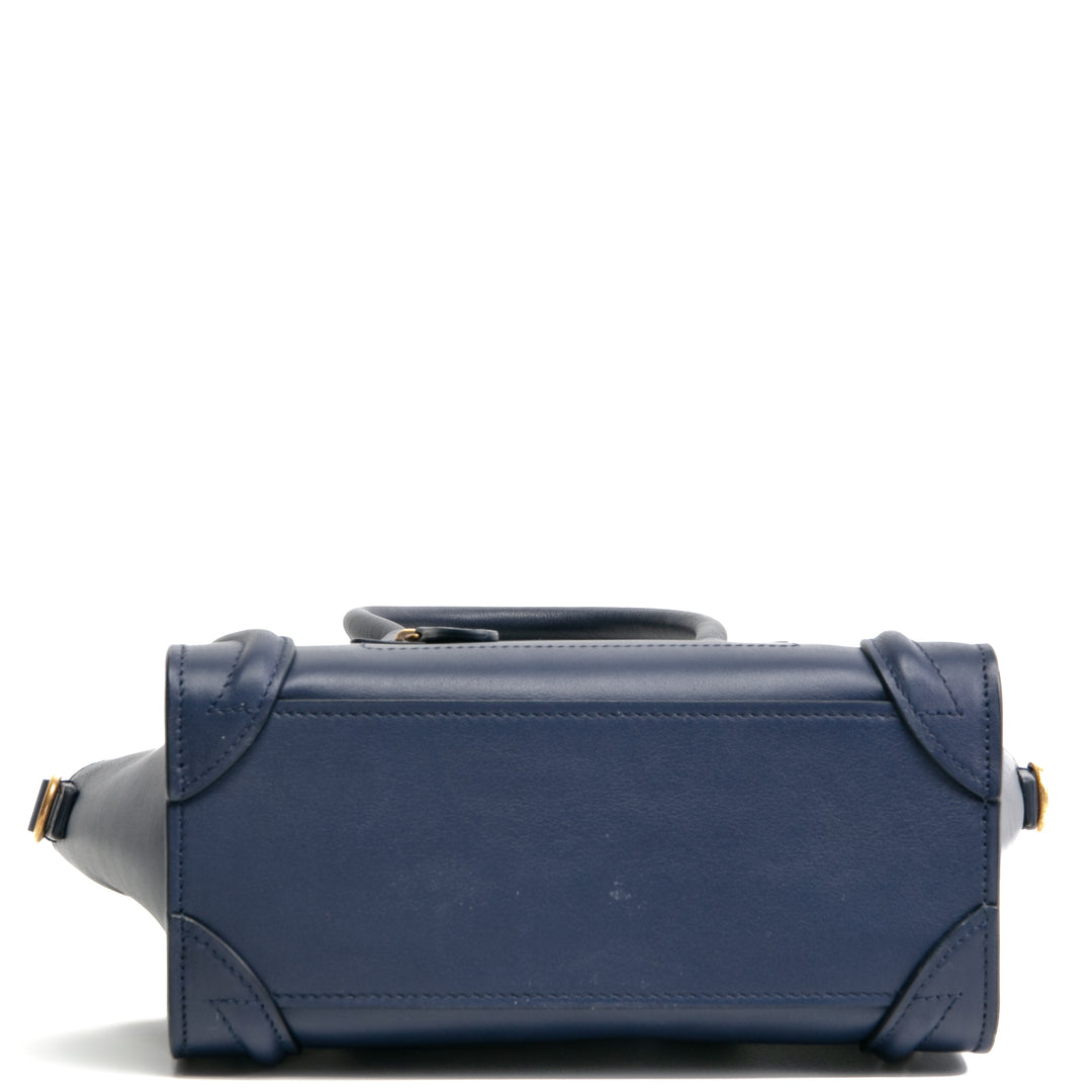 CELINE Smooth Calfskin Nano Luggage Bag - Navy Blue