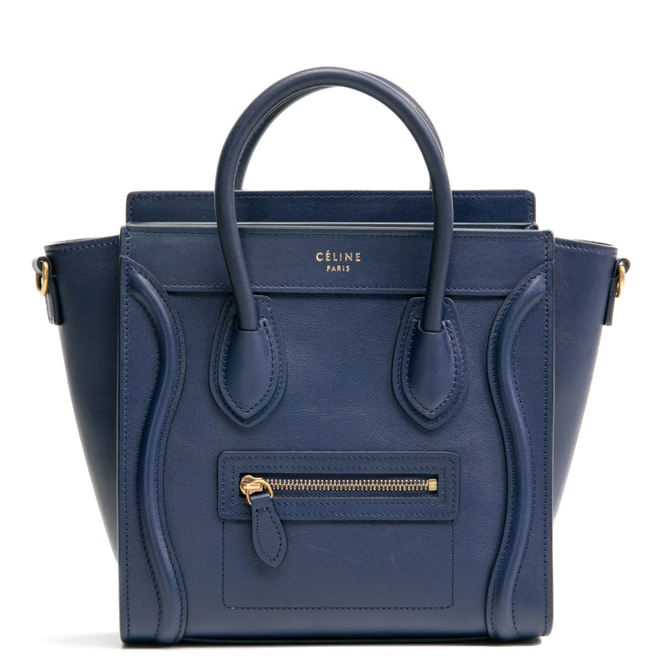 CELINE Smooth Calfskin Nano Luggage Bag - Navy Blue