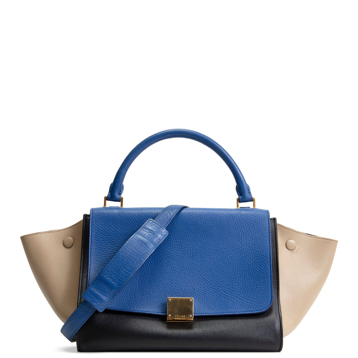 CELINE Trapeze Top Handle Bag - Blue/Taupe/Black