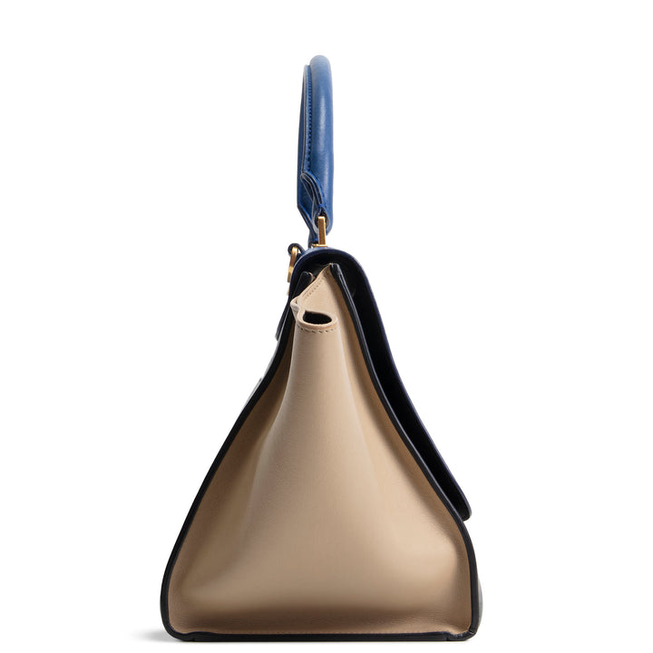 CELINE Trapeze Top Handle Bag - Blue/Taupe/Black