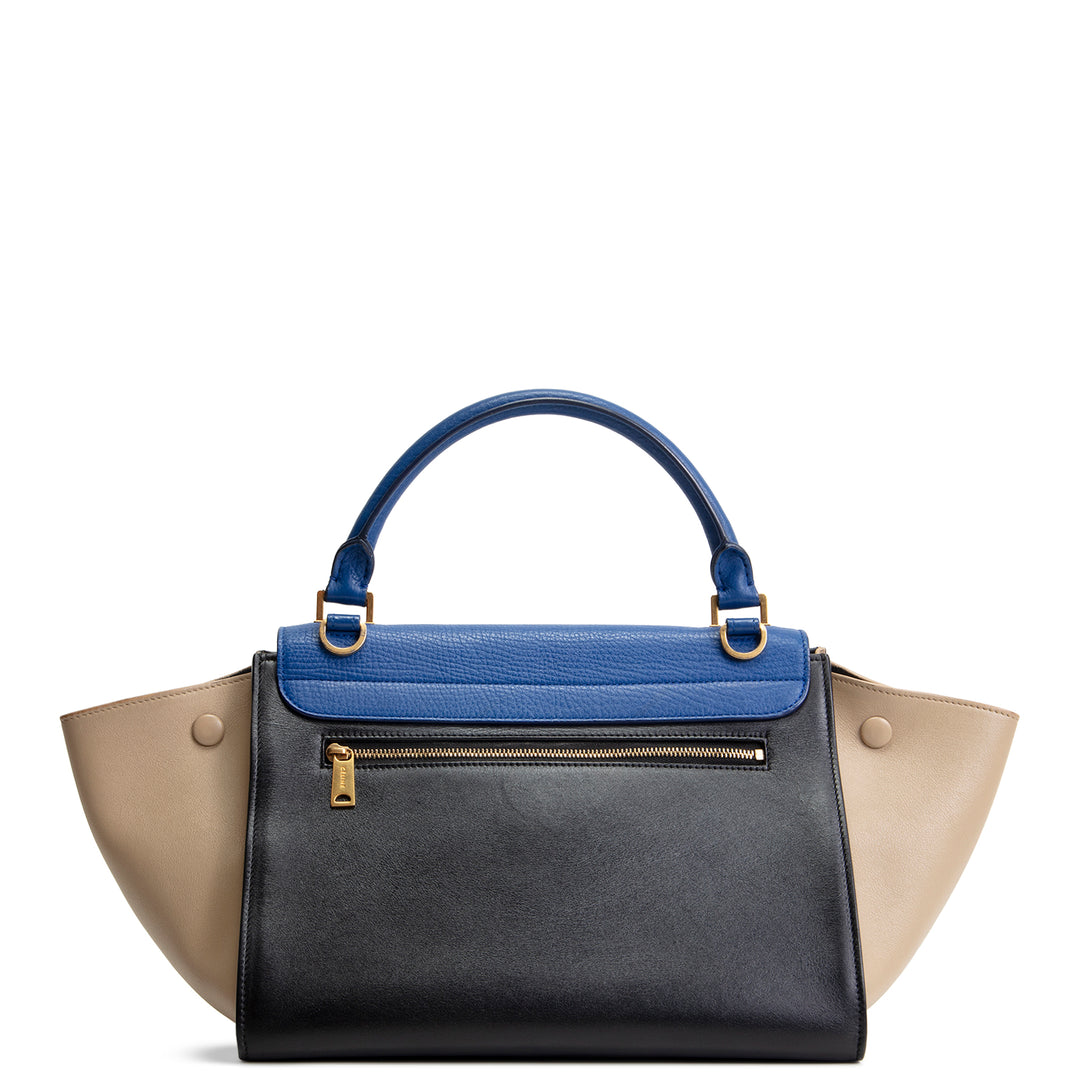 CELINE Trapeze Top Handle Bag - Blue/Taupe/Black