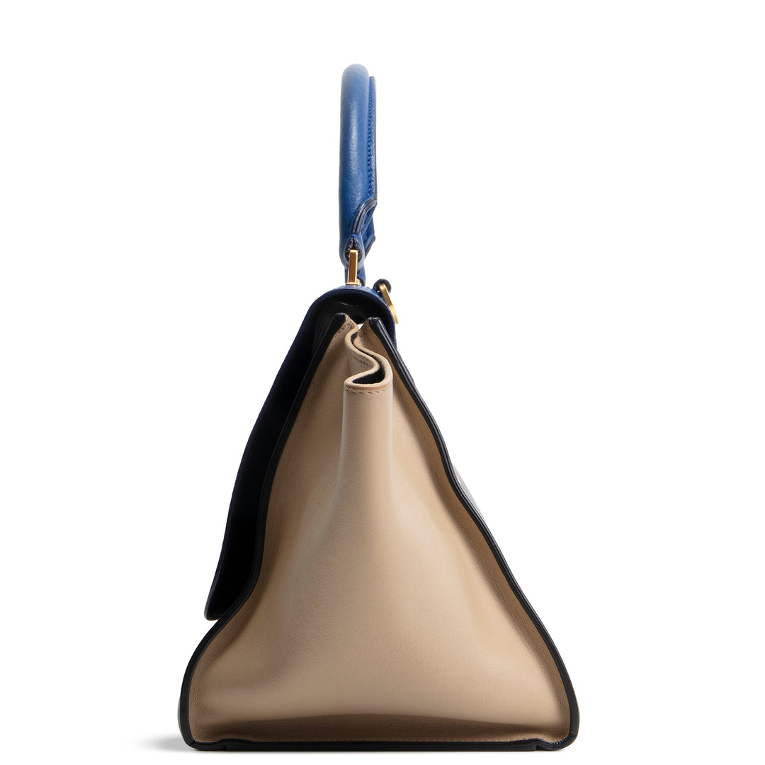 CELINE Trapeze Top Handle Bag - Blue/Taupe/Black