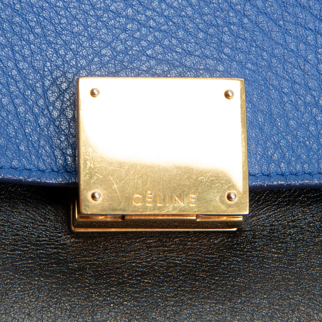 CELINE Trapeze Top Handle Bag - Blue/Taupe/Black
