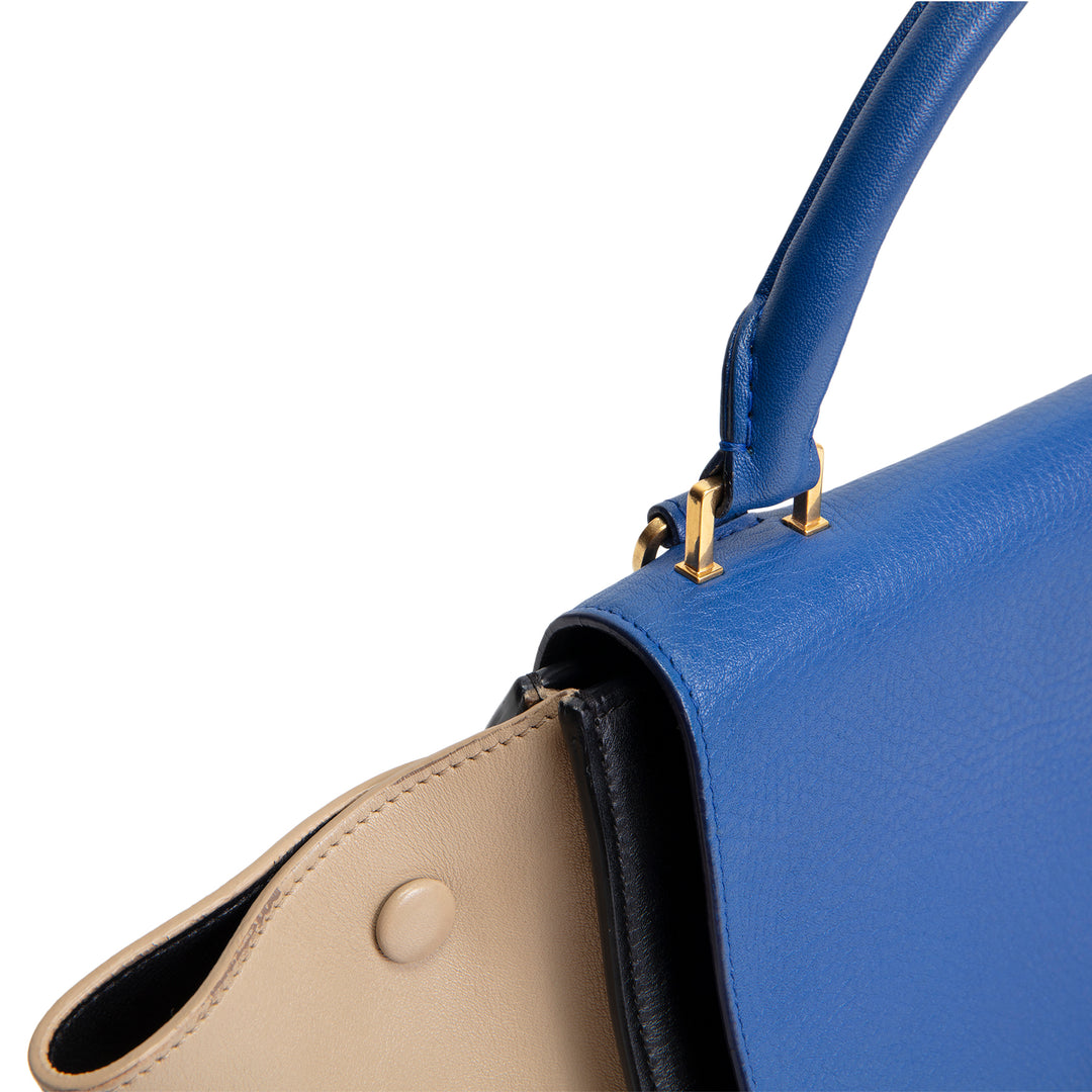 CELINE Trapeze Top Handle Bag - Blue/Taupe/Black