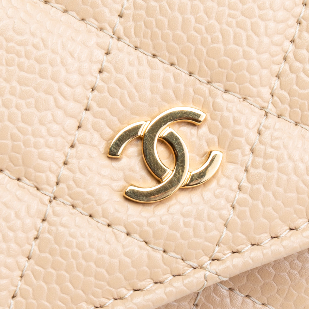 CHANEL Caviar Quilted Wallet on Chain - Nude