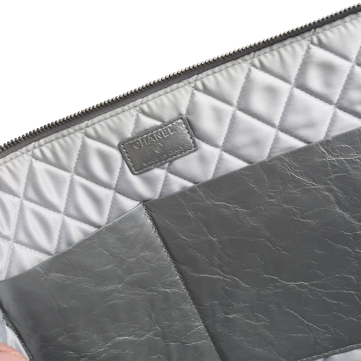 CHANEL Crinkled Quilted Laptop Cover - Silver - OUTLET FINAL SALE