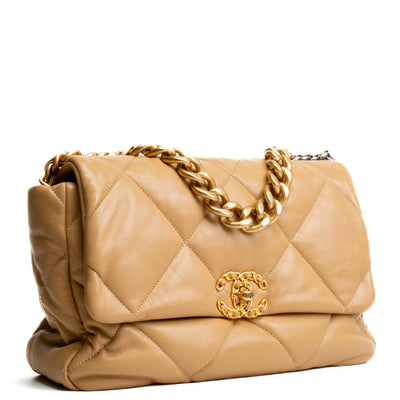 CHANEL Large 19 Flap Bag - Nude