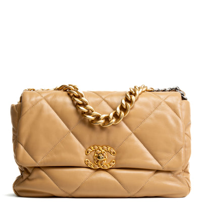 CHANEL Large 19 Flap Bag - Nude