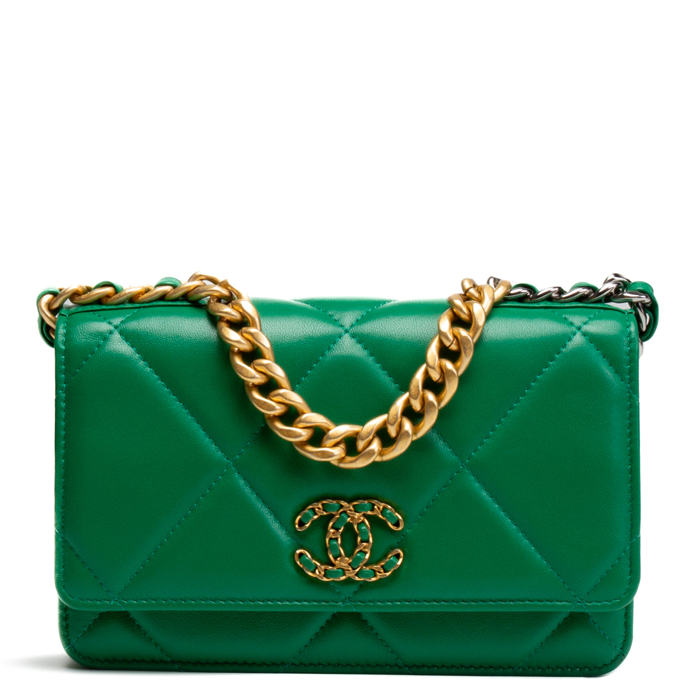 CHANEL 19 Wallet On Chain - Kelly Green