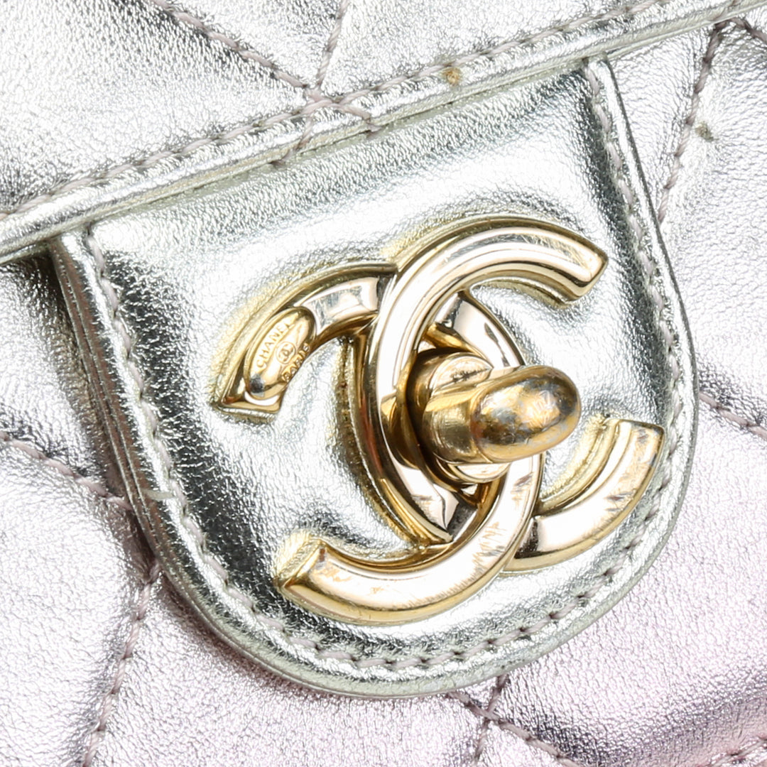 CHANEL Metallic Lambskin Like A Wallet Crossbody- Pink OUTLET FINAL SALE