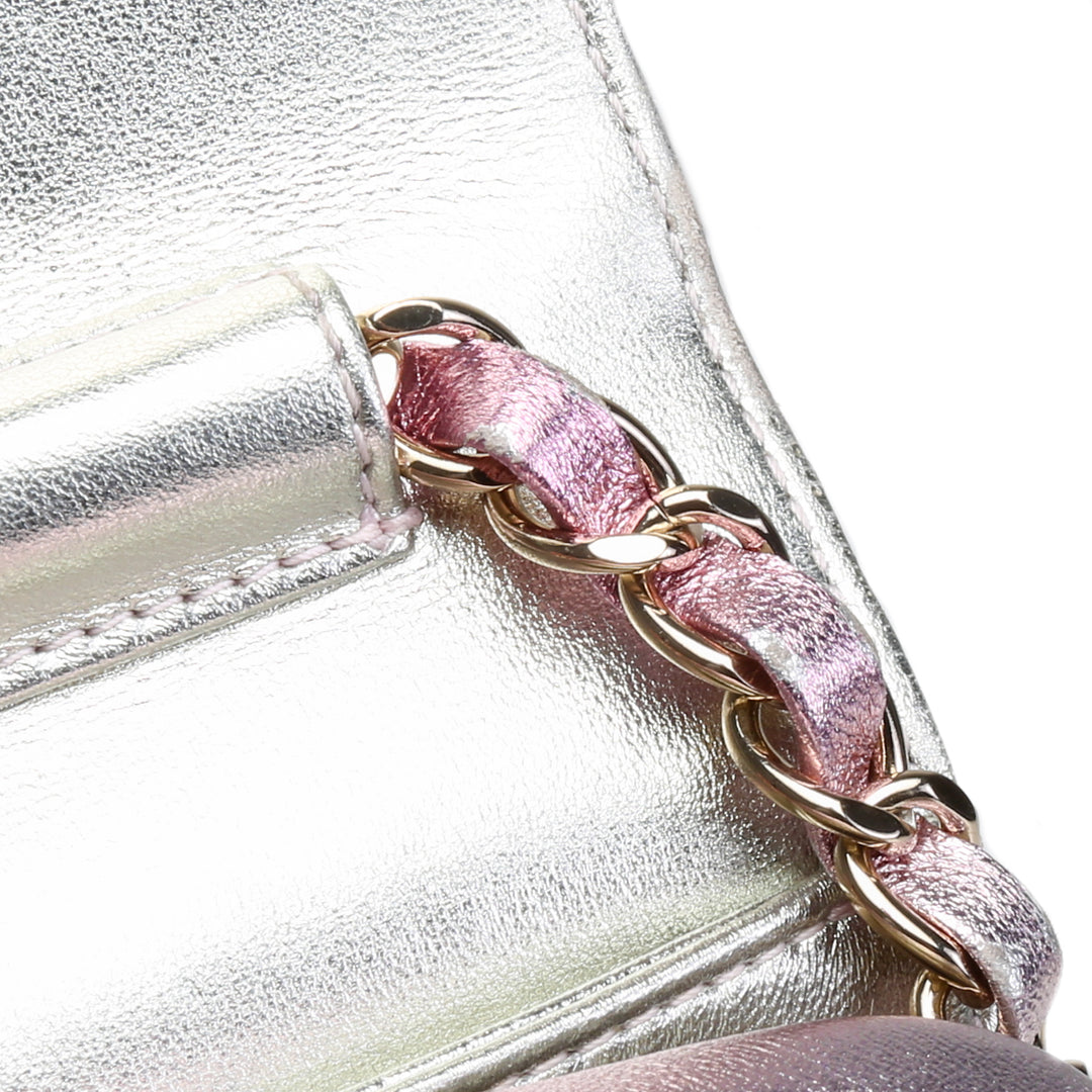 CHANEL Metallic Lambskin Like A Wallet Crossbody- Pink OUTLET FINAL SALE