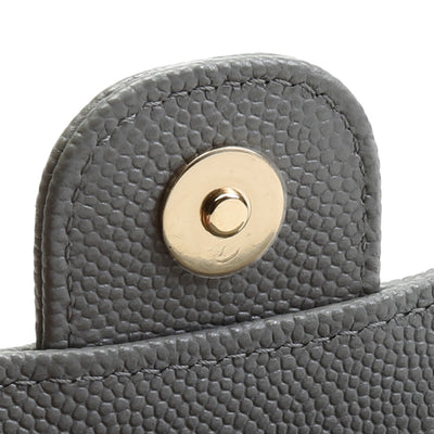 CHANEL Caviar Flap Card Holder On Chain - Gray