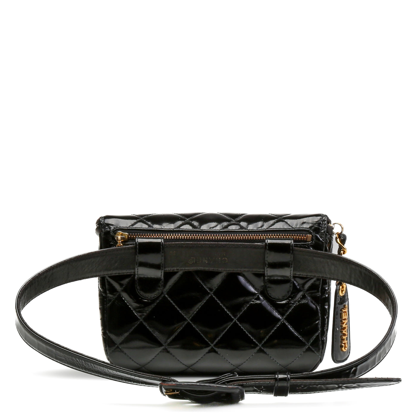 CHANEL Patent Quilted Belt Bag - Black -OUTLET FINAL SALE