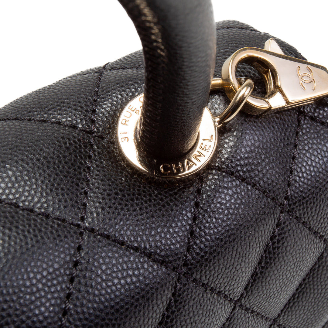 CHANEL Caviar Quilted Coco Handle Flap Bag - Black