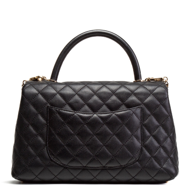 CHANEL Caviar Quilted Coco Handle Flap Bag - Black