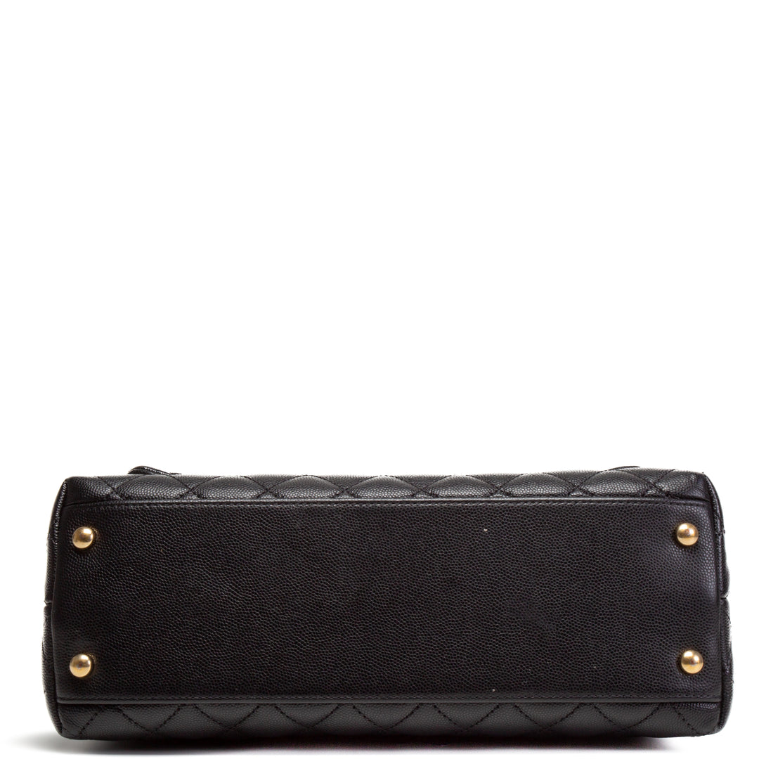 CHANEL Caviar Quilted Coco Handle Flap Bag - Black