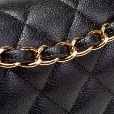 CHANEL Caviar Quilted Jumbo Double Flap - Black