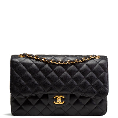 CHANEL Caviar Quilted Jumbo Double Flap - Black