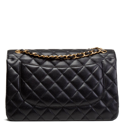 CHANEL Caviar Quilted Jumbo Double Flap - Black