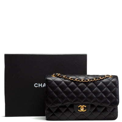 CHANEL Caviar Quilted Jumbo Double Flap - Black