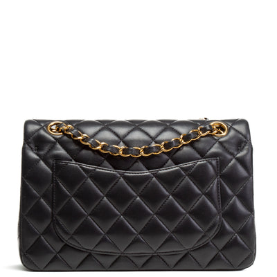 CHANEL Small Lambskin Double Flap Shoulder Bag - Black