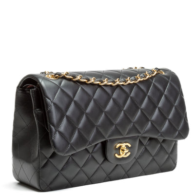 CHANEL Classic Lambskin Jumbo Double Flap - Black