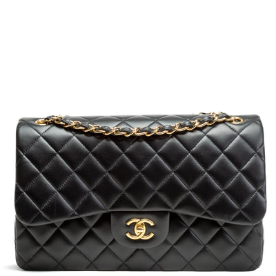 CHANEL Classic Lambskin Jumbo Double Flap - Black