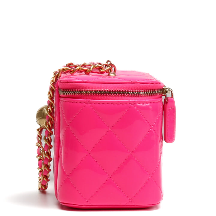 CHANEL Patent Crush Vanity w/ Chain - Neon Pink