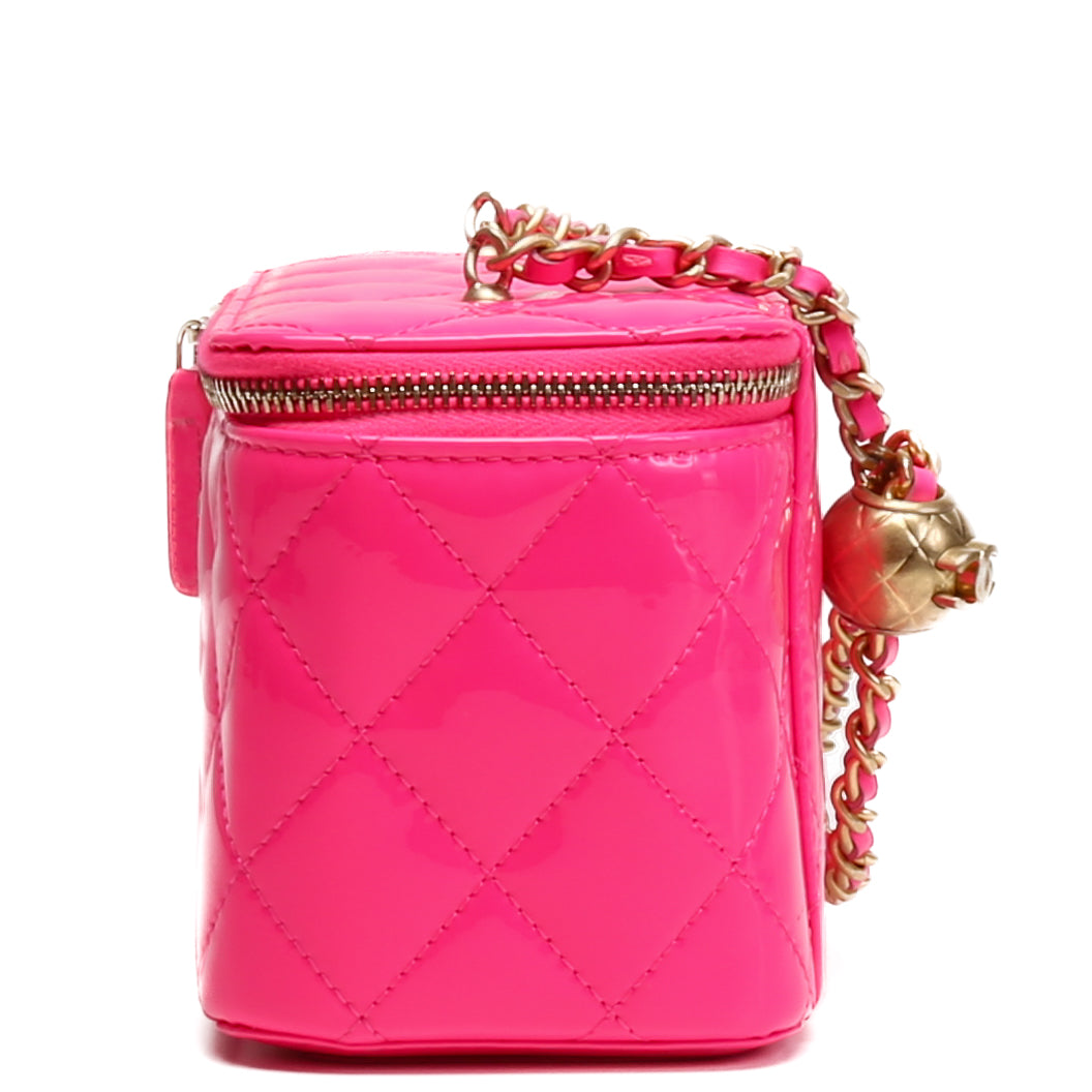 CHANEL Patent Crush Vanity w/ Chain - Neon Pink